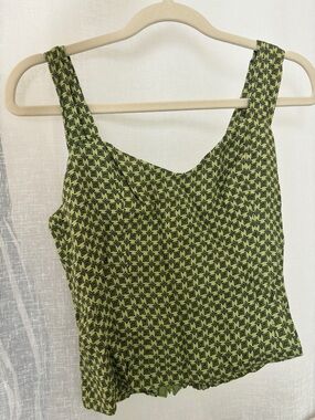 Reformation Printed Hester Cropped Tank in Green US4